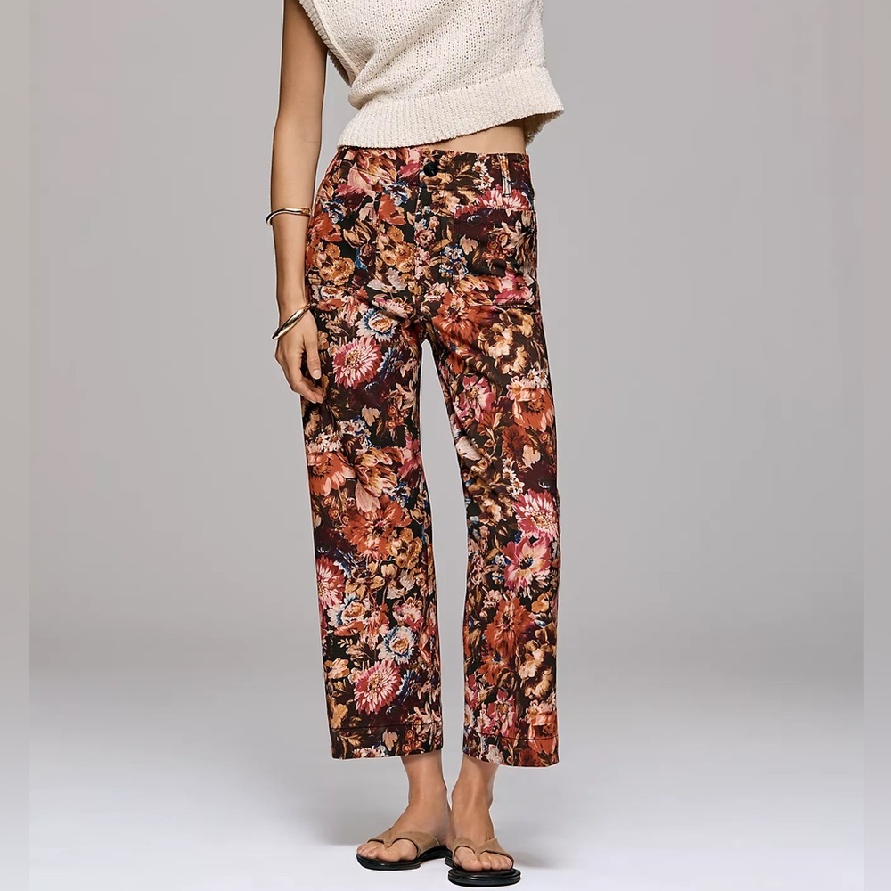 NWT Maeve Colette Women’s Size 26P Ponte High-Rise Wide-Leg Cropped Pants